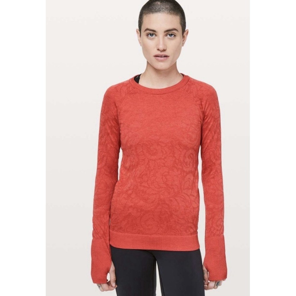 Lululemon Rest Less Pullover Aries Red Long Sleeve W3BM5S Pullover Shirt Top